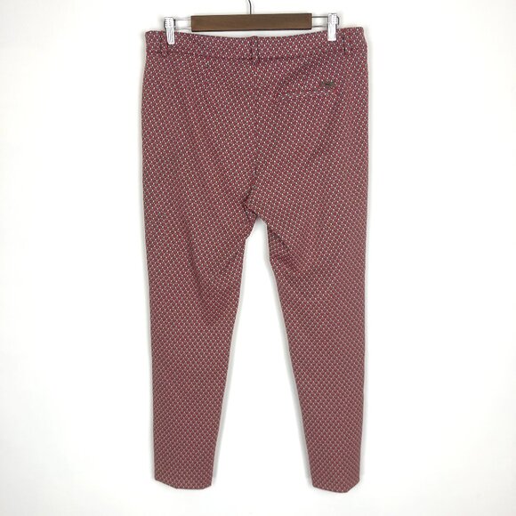Brax Feel Good Maron Pants Indian Print Slim Leg Stretch German Size 40 US 31/32 - Picture 4 of 11